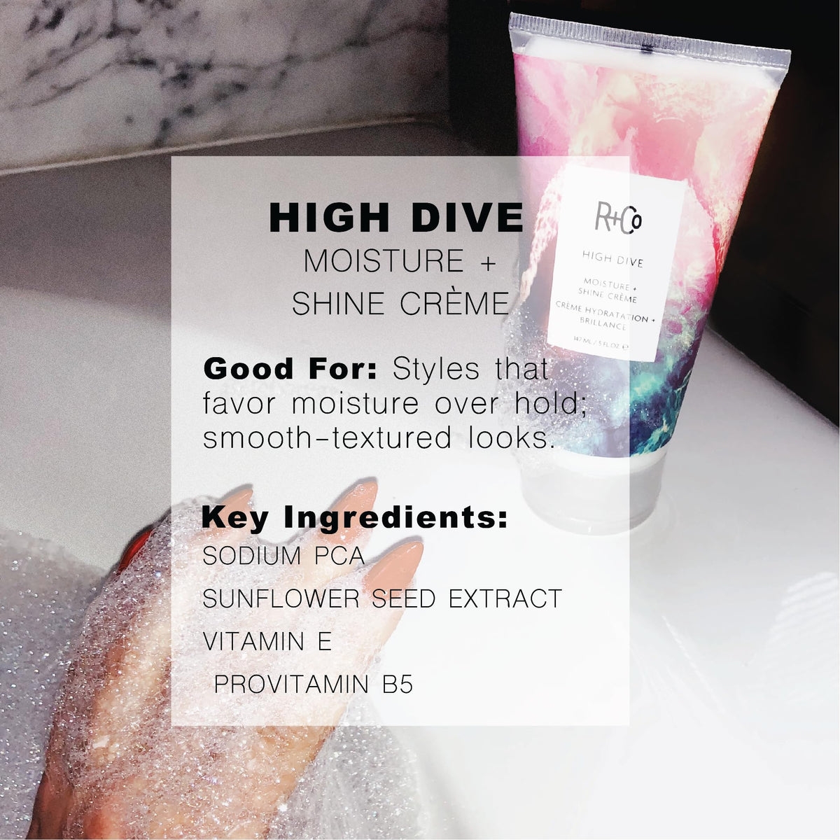 White Smoke R+Co HIGH DIVE Moisture + Shine Crème