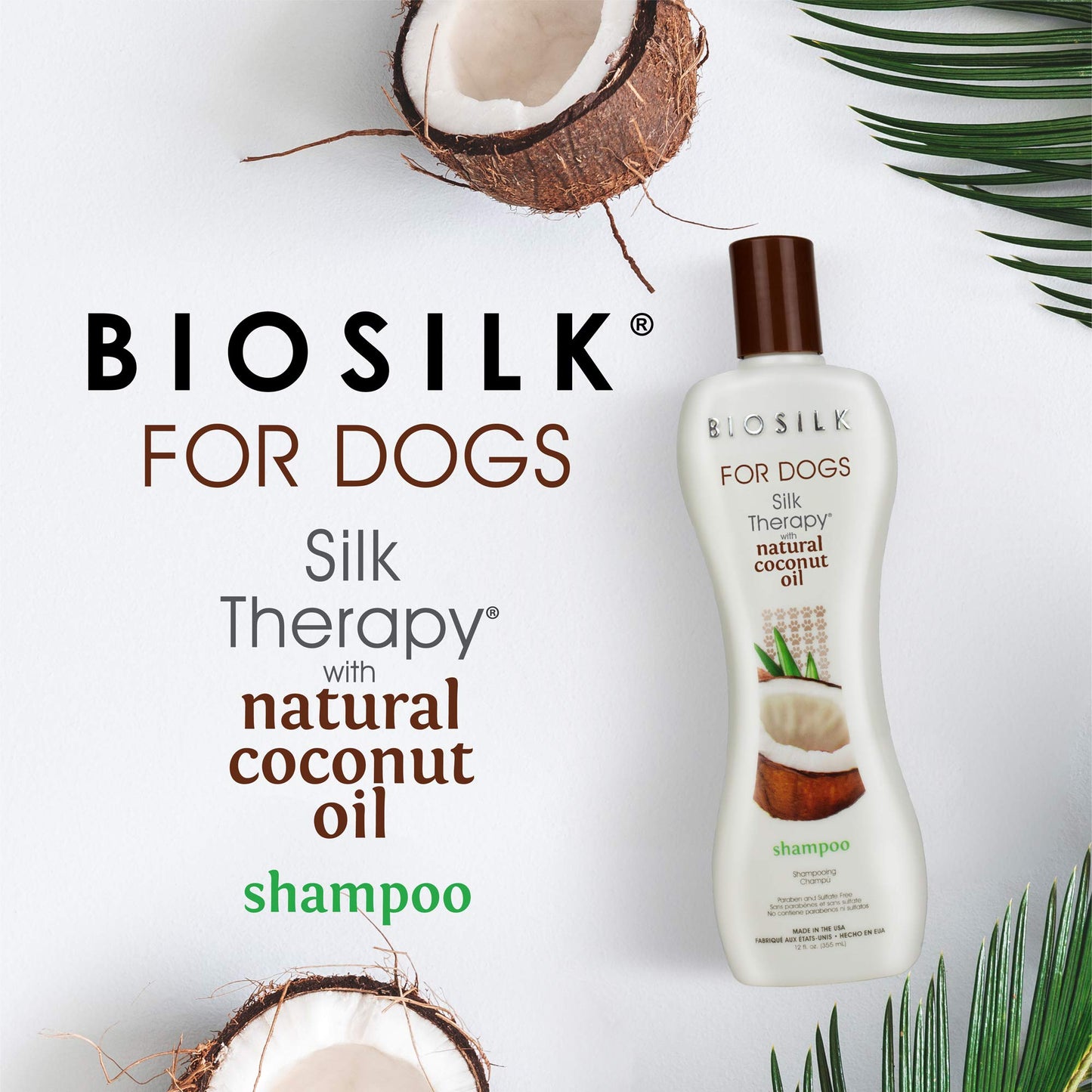 Lavender BioSilk for Dogs Silk Therapy Shampoo With Natural Coconut Oil | Sulfate and Paraben Free Natural Dog Shampoo, 12 Fl Oz - 6 Pack | Made in the USA