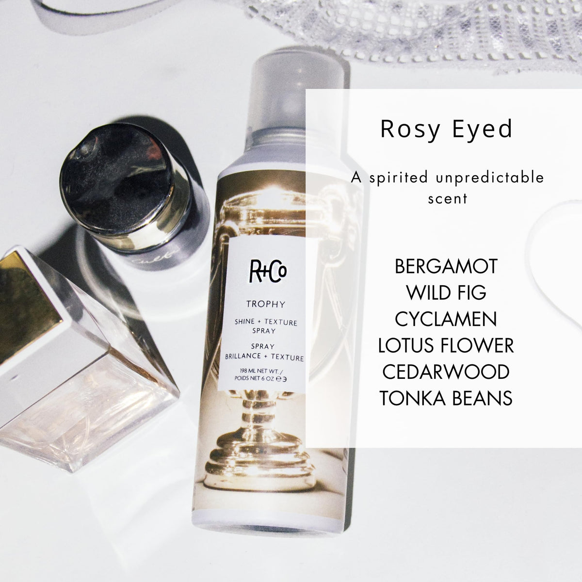 Lavender R+Co Trophy Shine + Texture Spray, 6 oz