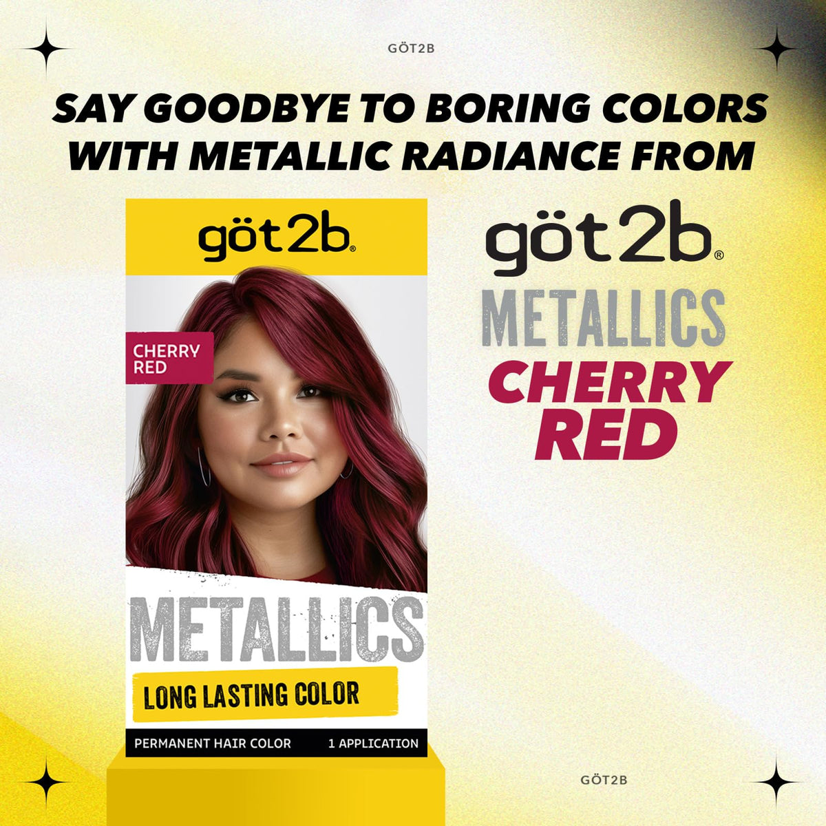 Seashell got2b Metallics Permanent Hair Color, M70 Cherry Red, Upto 30 Washes, 1 Kit