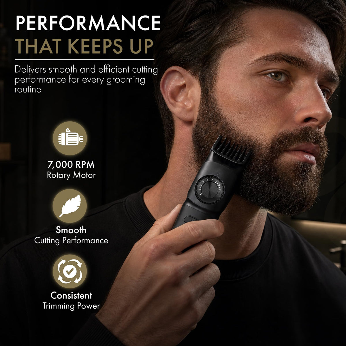 Black StyleCraft Ace Cordless Beard Trimmer for Men with 39 Length Settings