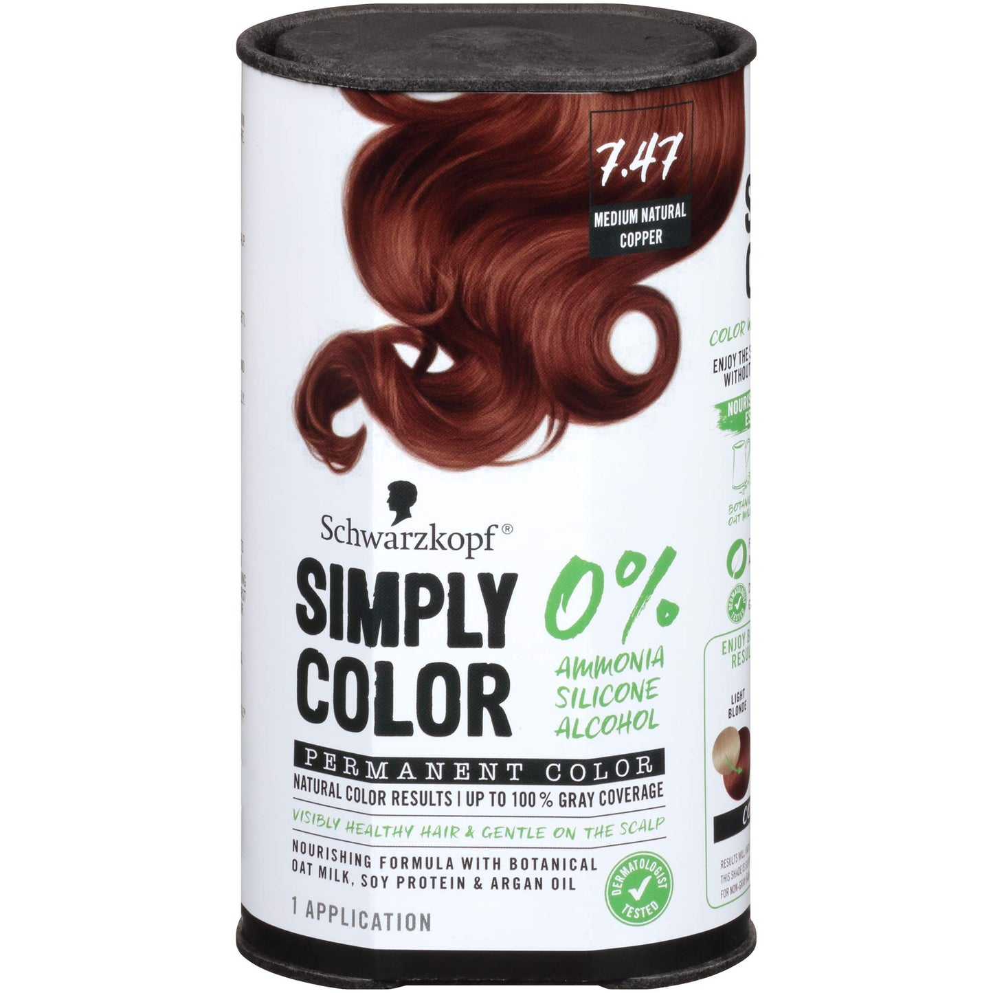 White Smoke Simply Color Permanent Hair Color, 7.47 Medium Natural Copper