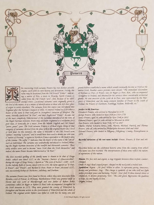 Gray Mr Sweets Rusk Coat of Arms, Crest & History 8.5x11 Print - Name Meaning, Genealogy, Family Tree Aid, Ancestry, Ancestors, Namesakes - Surname Origin: Polish Poland