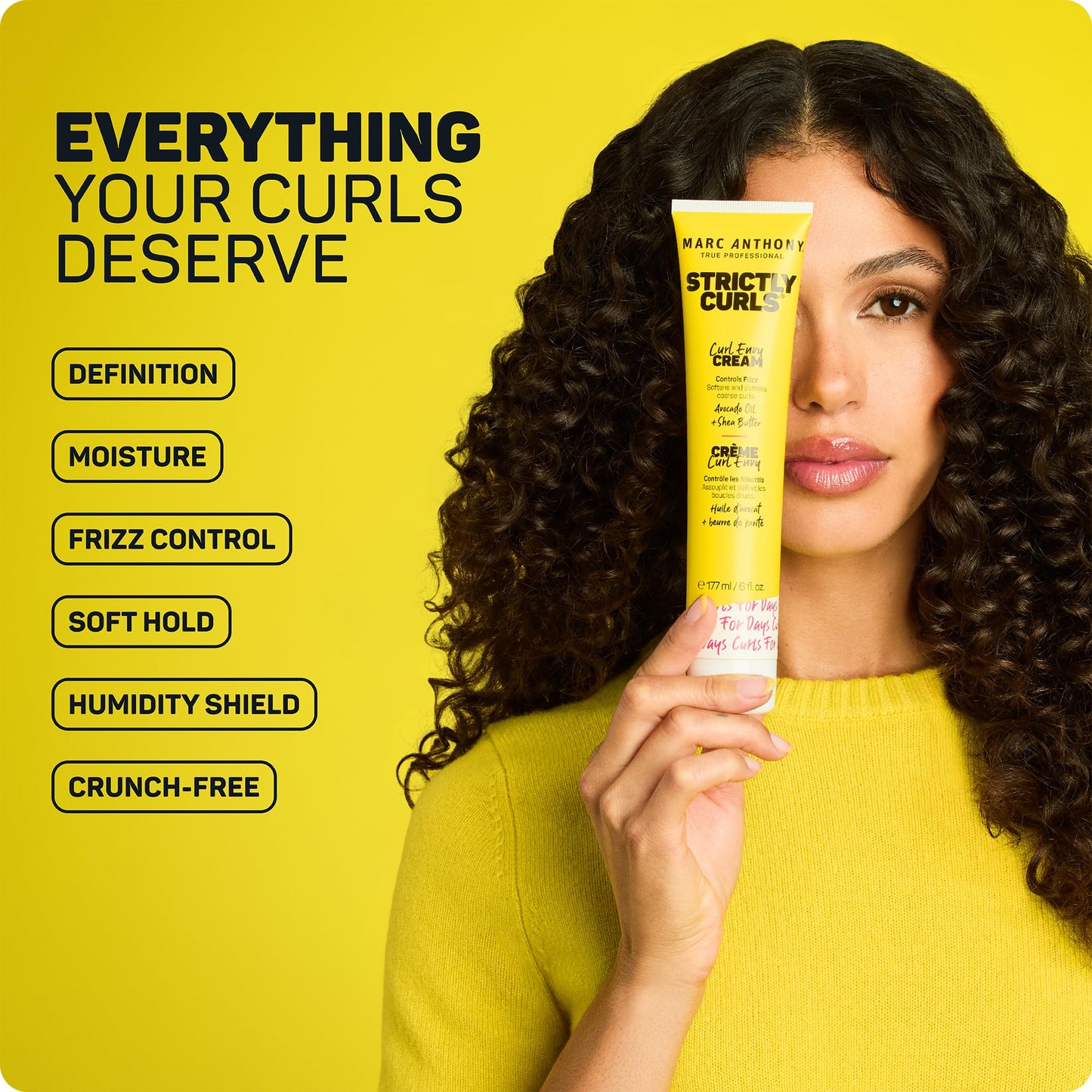 Gold Marc Anthony Curl Defining Styling Cream for Curly Hair, Strictly Curls - Moisturizing Hair Defining Cream Softens & Detangles Coarse, Frizzy Curls with Shea Butter - Styling Product Reduces Frizz