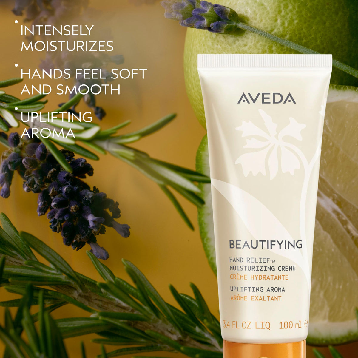 Antique White AVEDA Beautifying Hand Relief Moisturizing Creme | Intensely Moisturizing Hand Cream With Uplifting Beautifying Aroma | With Andiroba Oil | 95% Naturally Derived*, 3.4 Fl Oz