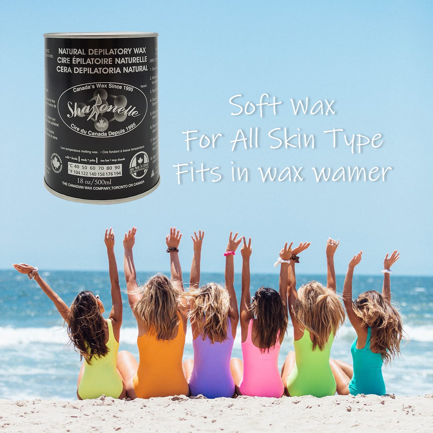 Light Blue 12PC Natural Soft Wax All Purpose Canned Wax for Sensitive Skin Canada-Made Melting Wax by Sharonelle (Milk Cream)