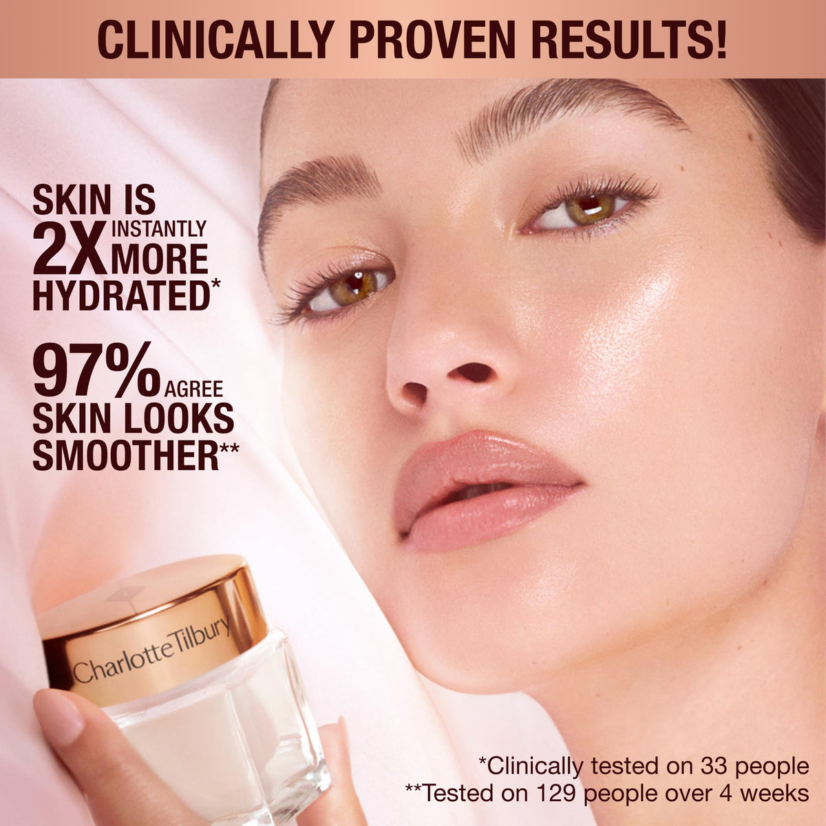 Light Pink Charlotte Tilbury Magic Cream Face Moisturizer - Firming & Hydrating Face Cream to Create a Smoother-Looking Base for Makeup - Enriched with Vitamins C & E, Peptide Complex & Hyaluronic Acid
