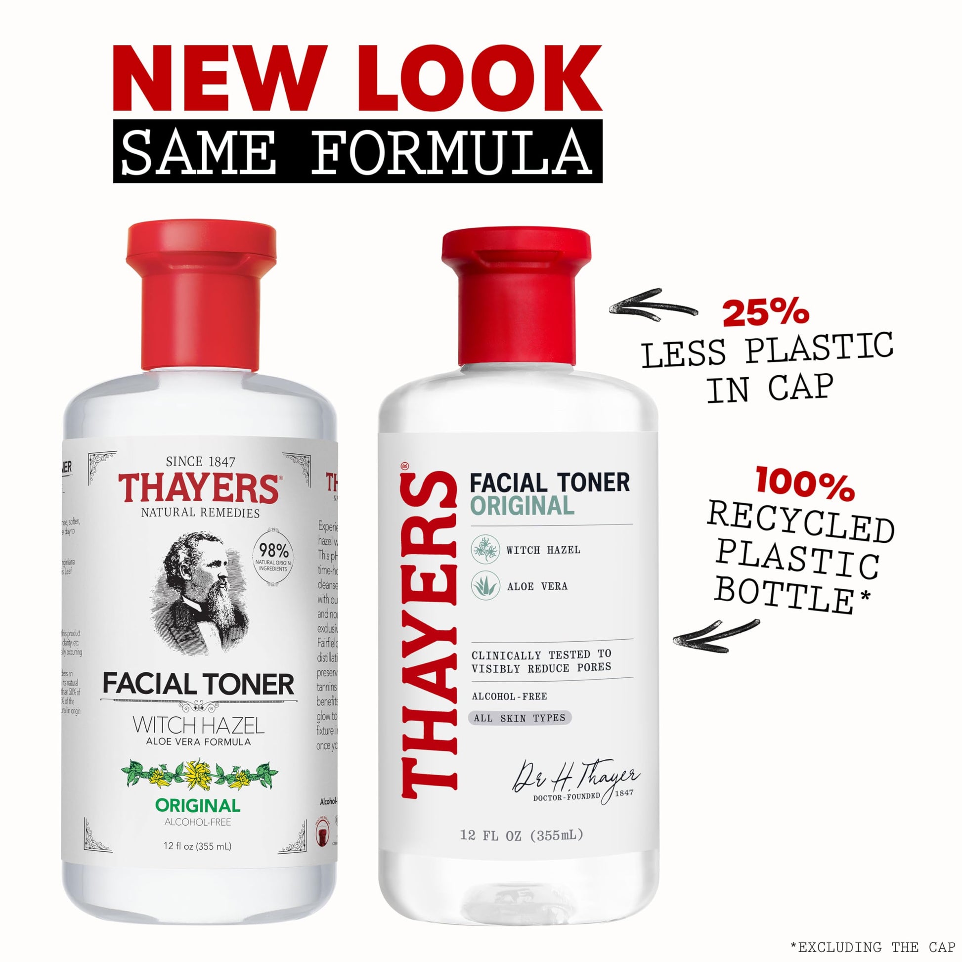 White Smoke THAYERS Alcohol-Free, Hydrating Original Witch Hazel Facial Toner with Aloe Vera Formula, Vegan, Dermatologist Tested and Recommended, 12 Oz (Packaging May Vary)
