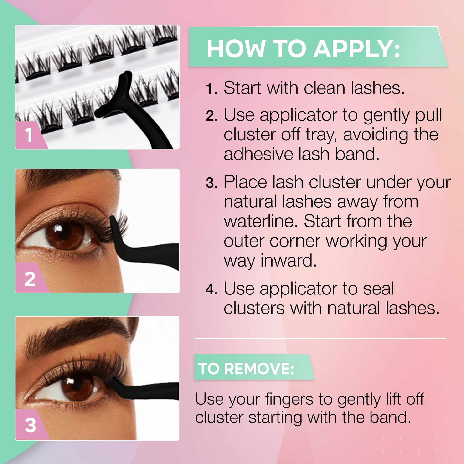 Thistle Ardell Press On Lashes Fauxmink Natural – Pre-Glued Underlash Extensions, Lash Clusters, No Glue Needed, 12 ct