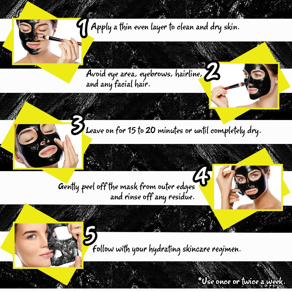 Black Body Drench The Black Mask - Charcoal Face Mask Peel-Off, Blackhead Remover Mask for Face, Deep Pore Cleansing & Blackhead Removal, 2 Pack