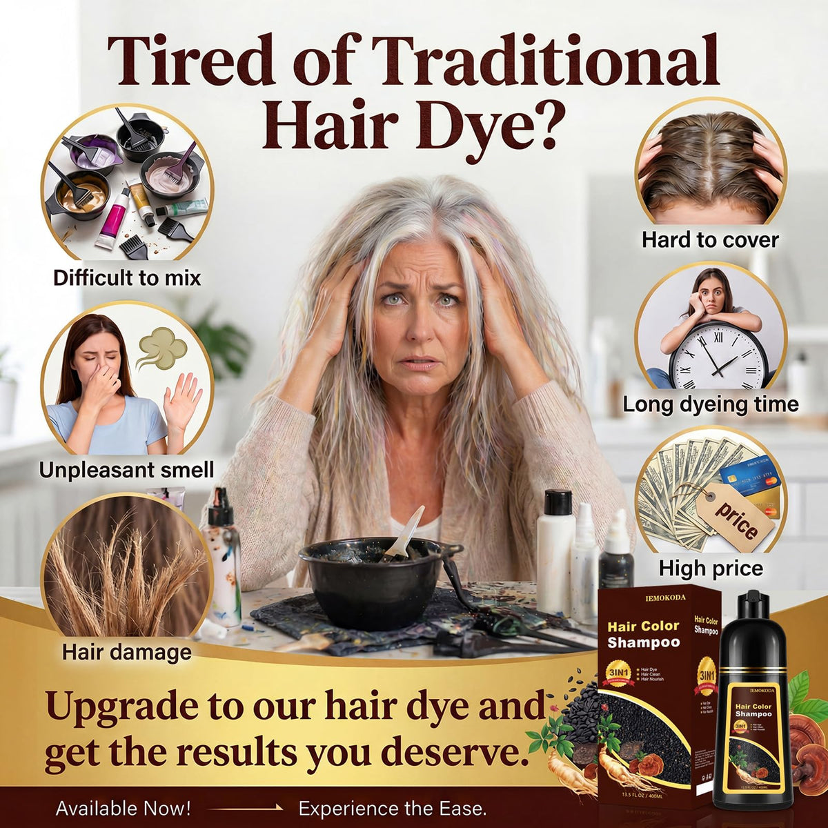 White Smoke TYAYW Deep Wine Red Hair Dye Shampoo 3 in 1 for Gray Hair, Instant Hair Dye for Men Women, Long-lasting & Natural Hair Color Shampoo, Effect in Minutes, 16.9 Fl Oz
