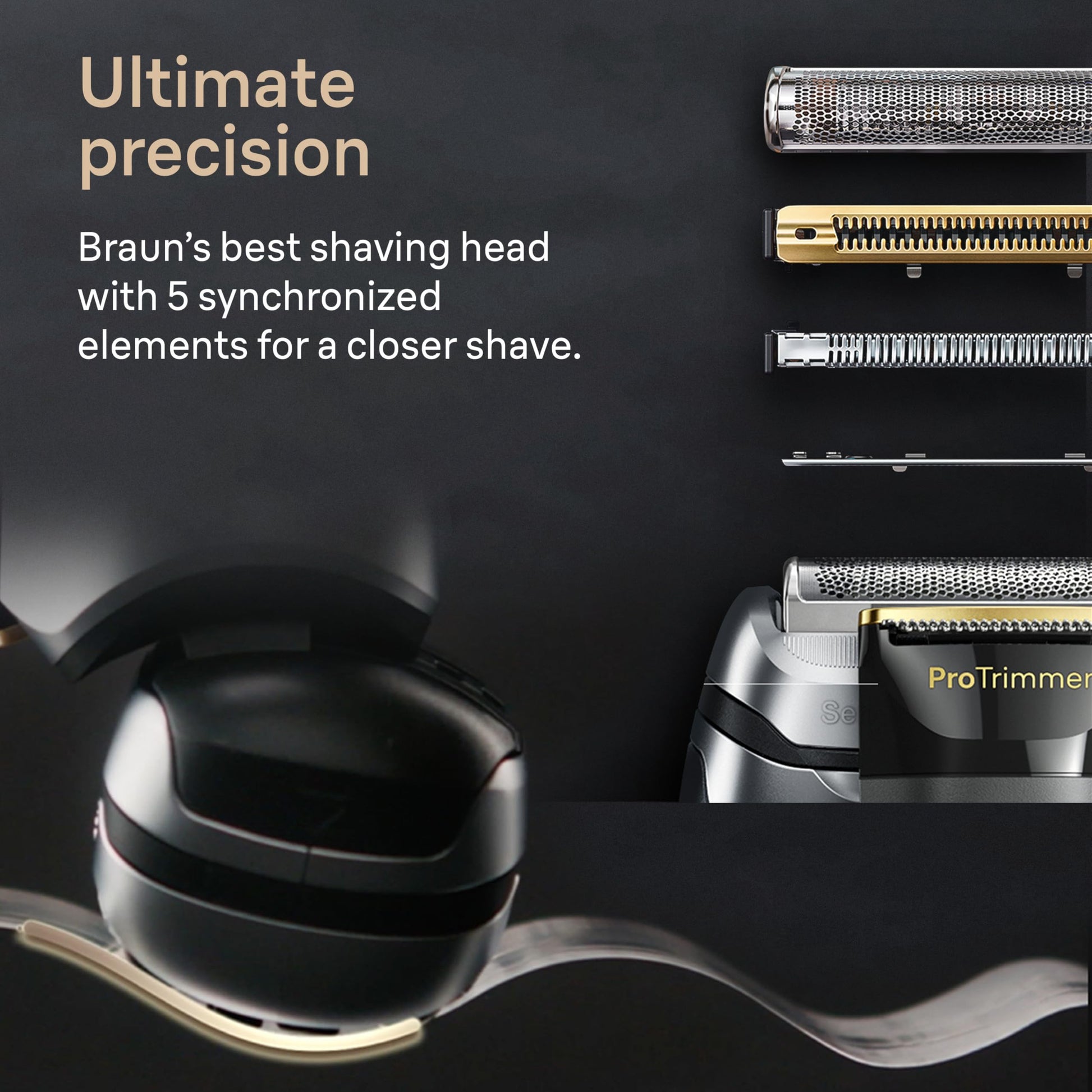 Black Braun Series 9 PRO+ Electric Razor for Men, 5 Pro Shaving Elements and Shave-Preparing ProComfort Head for Closeness & Skin Comfort, 6in1 SmartCare Center, Wet or Dry Shaver, Charging Stand, 9597cc