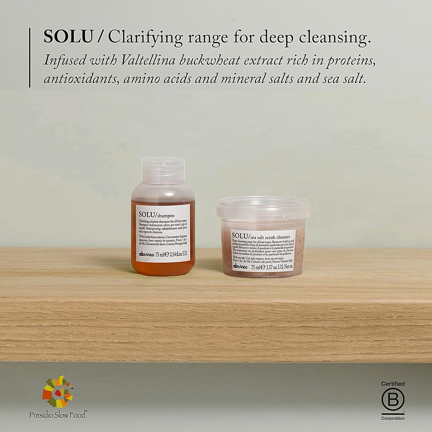 Gray Davines SOLU Shampoo, Deep Cleansing from Accumulation or Residues of Styling Products for Normal to Heavily-Styled Hair - Gives a Refreshed Scalp, Travel Size, 2.54 Fl Oz