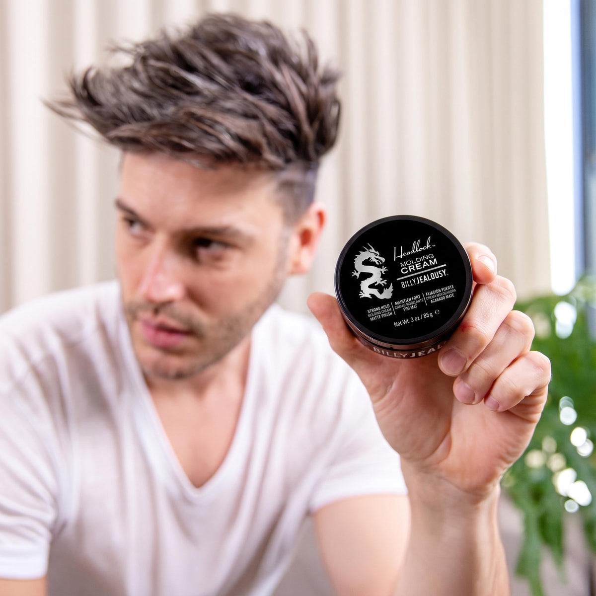 Light Gray Billy Jealousy Headlock Hair Molding Cream, Hair Styling Cream for Men with Strong All-Day Hold, Natural Matte Finish Styling Agent for All Lengths, 3 Ounce