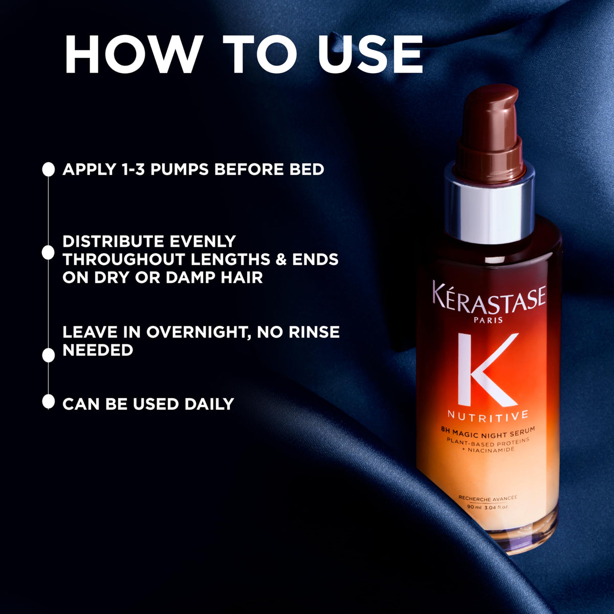 Black Kerastase Nutritive 8H Magic Night Serum – For Dry Hair, Travel, 1.01 Fl Oz