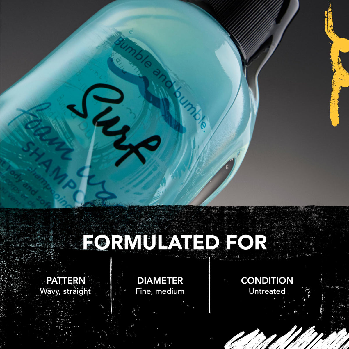 Black Bumble and bumble. Surf Foam Wash Texturizing Shampoo | Adds Lightweight Seabreezy Texture and Volume | For Fine to Medium Wavy, Straight, 8.5 Fl Oz