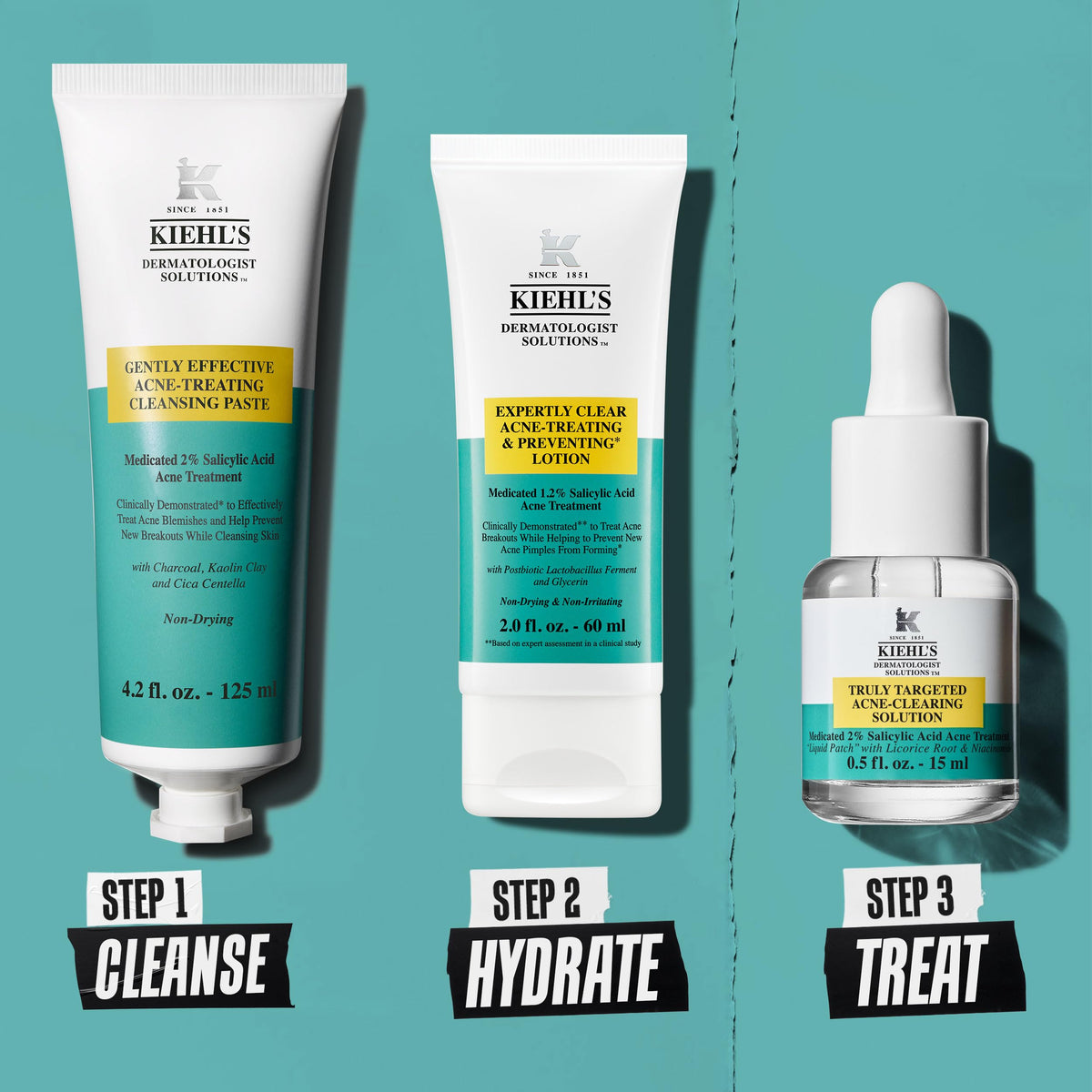 Medium Aquamarine Kiehl's - Acne-Treating Cleansing Paste - Clears Breakouts - 4.2 fl oz