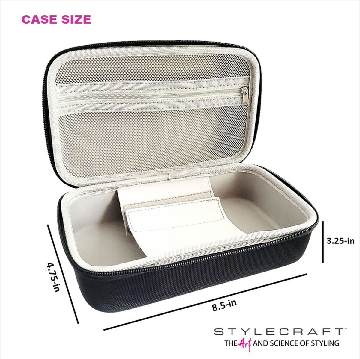 White Smoke STYLECRAFT Barber Carry or Storage Case with Zipper and Mesh Pocket