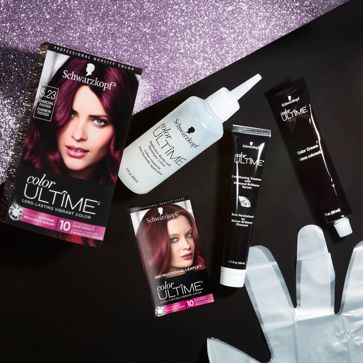 Black Schwarzkopf Color ULTÎME® 5.23 Charcoal Fuchsia Permanent Hair Dye