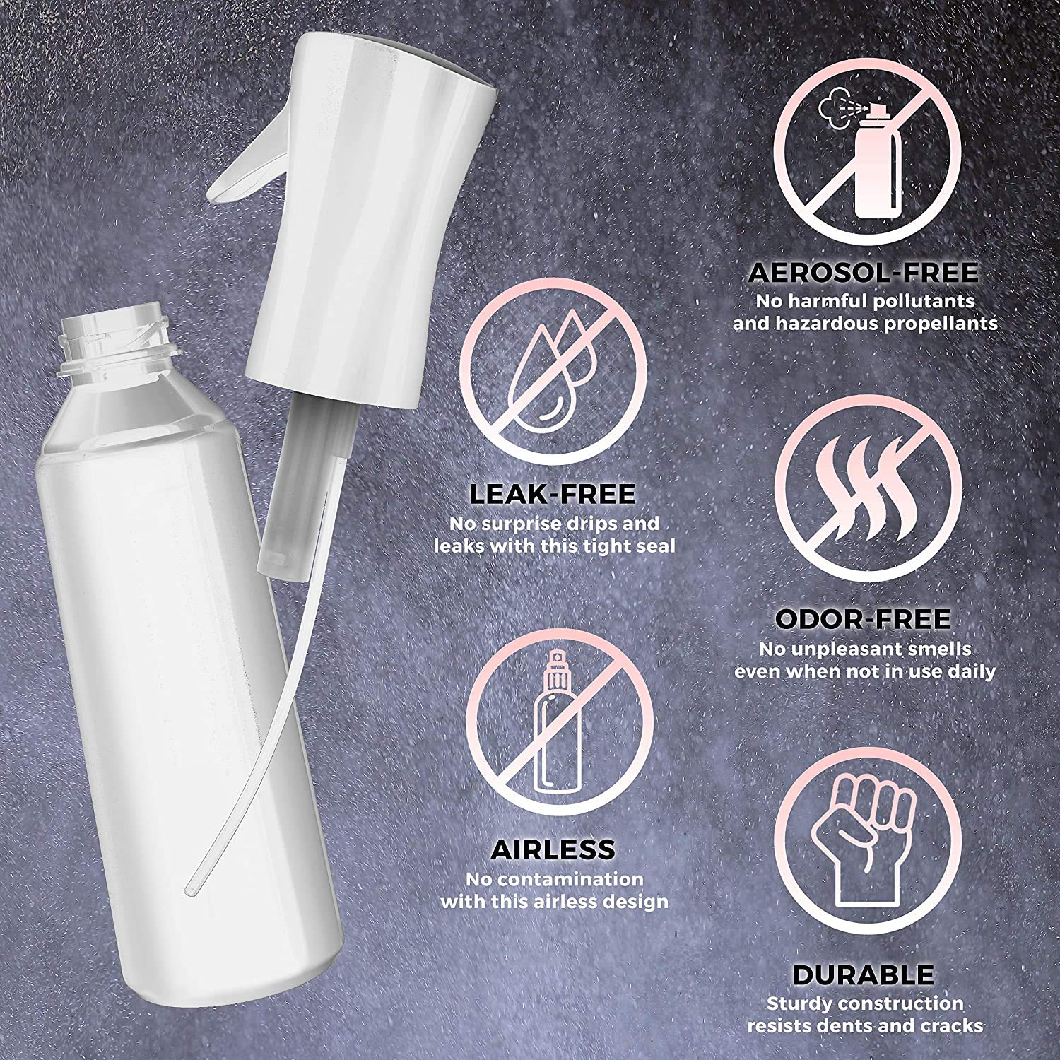 Slate Gray Alpree Hair Spray Bottle Continuous Water Mister Bottle Empty Ultra Fine for Hair Styling, Pets, Plants, Cleaning, Misting & Skin Care, Salons, for Taming Hair in Morning, Curly Hair, Essential Oil