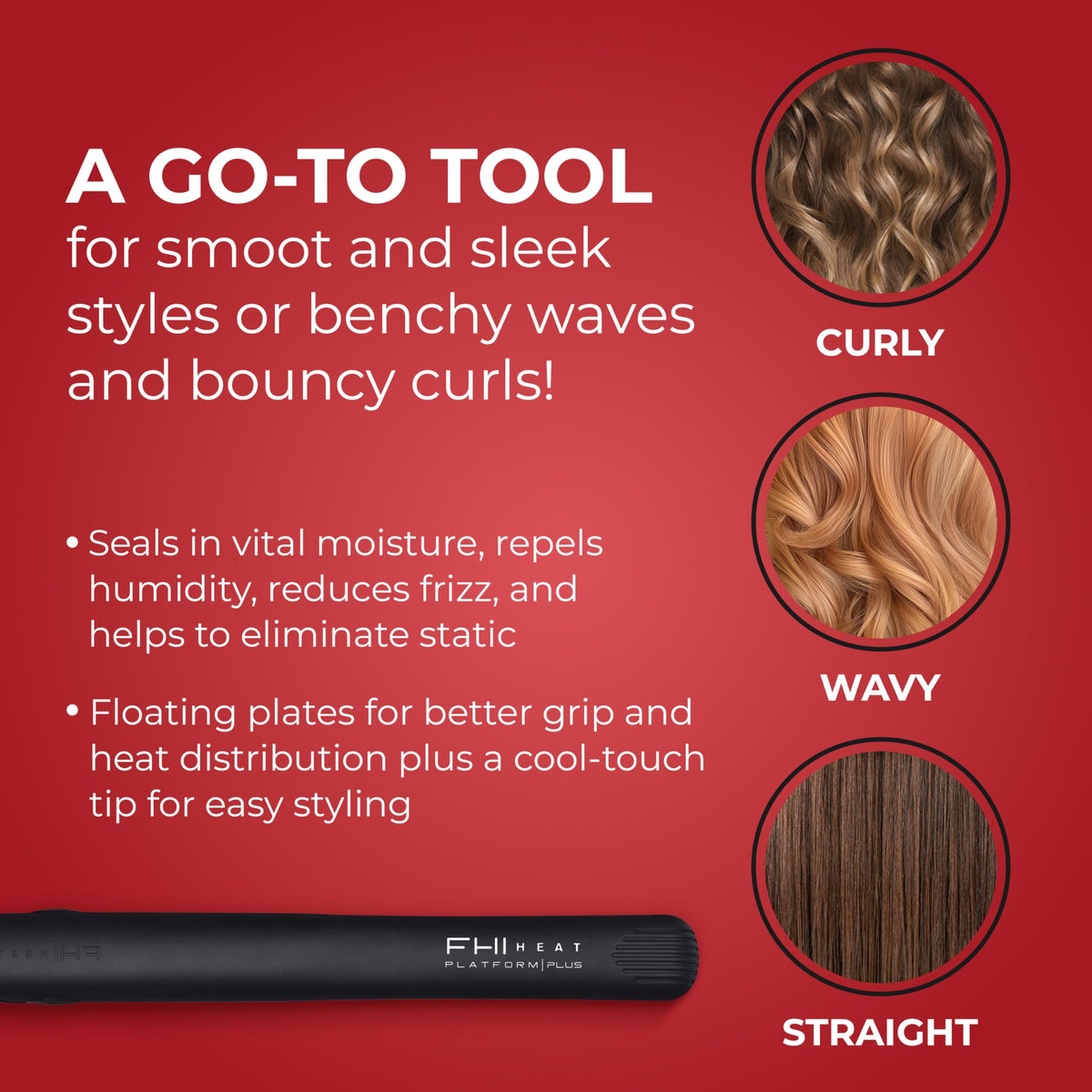 Maroon FHI Heat Platform Plus Curve Pro 1" Hair Styler, Straightener, Flat Iron