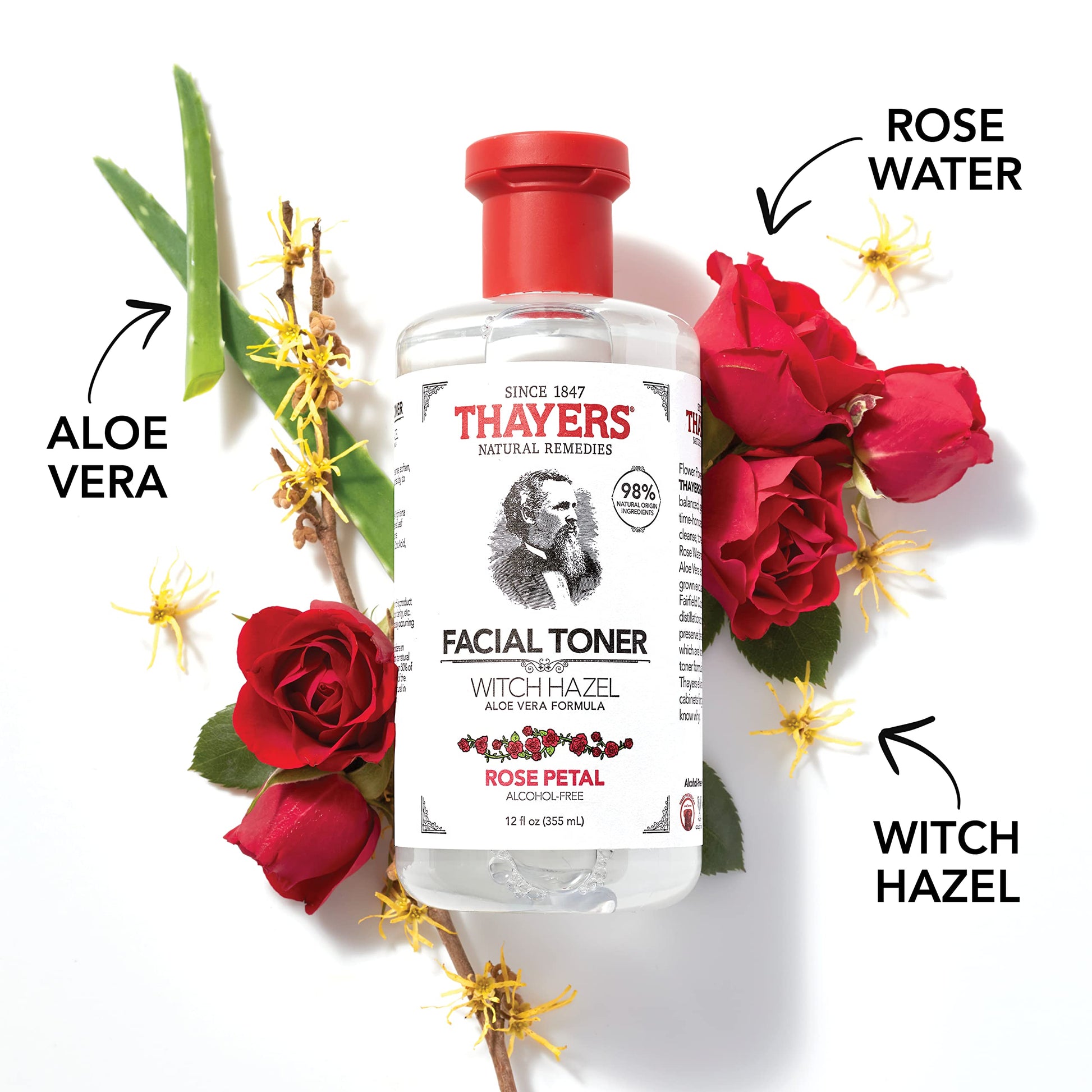 White Smoke Thayers Alcohol-Free Witch Hazel Facial Toner Value Multipack 2 Rose 2 Unscented (Pack of 4)