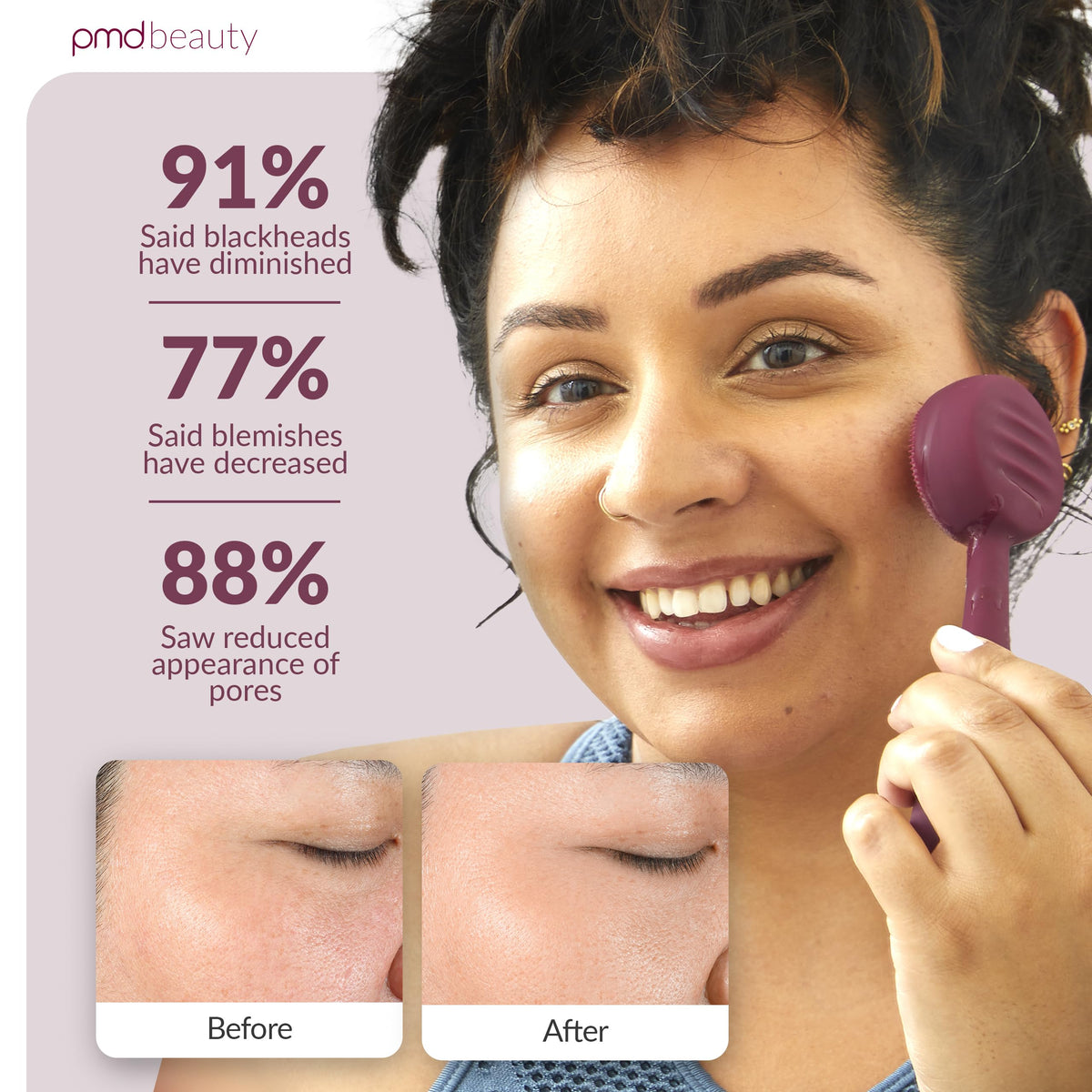 Light Gray PMD Beauty Clean Facial Cleansing Brush – Waterproof Silicone Face Cleanser with Sonic Technology