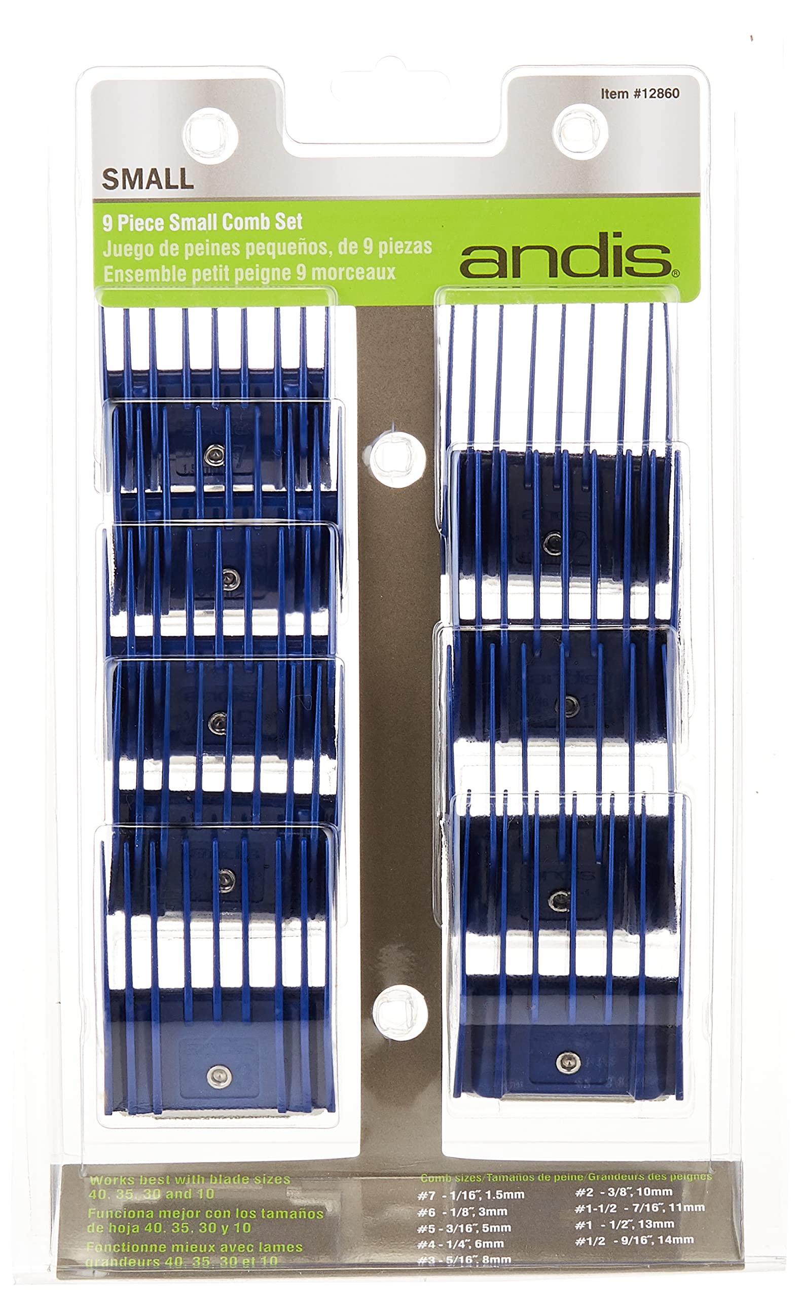 White Smoke Andis Clipper Combs for Small Pets, Blue, (Pack of 9) (12860)