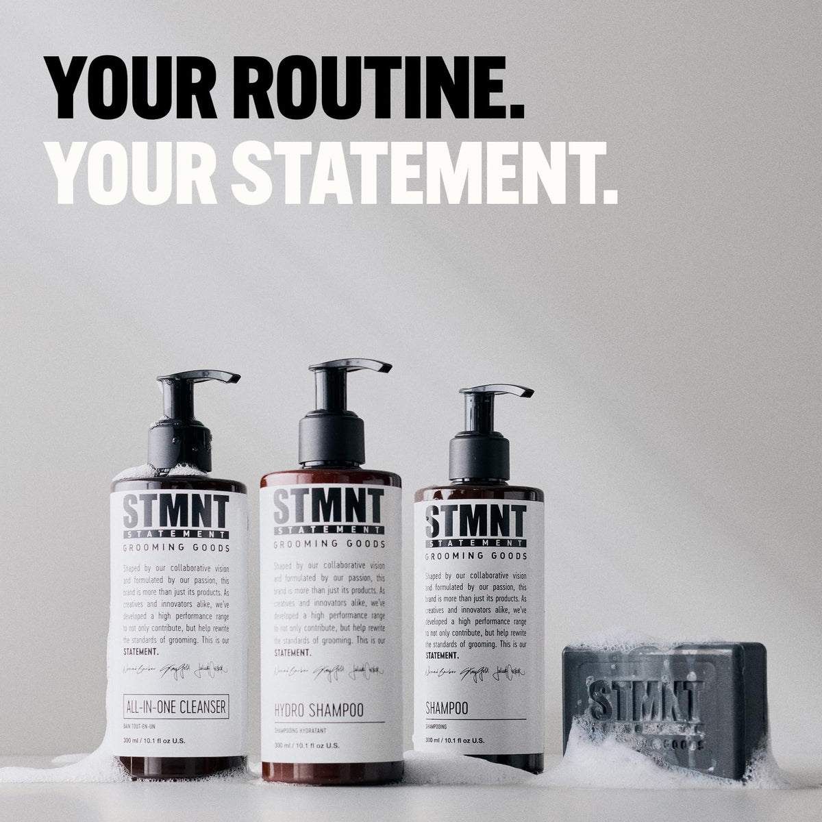 Gray STMNT Grooming Goods Shampoo | SLS/SLES Sulfates Free | Activated Charcoal & Menthol | Removes Build Up | All Hair Types