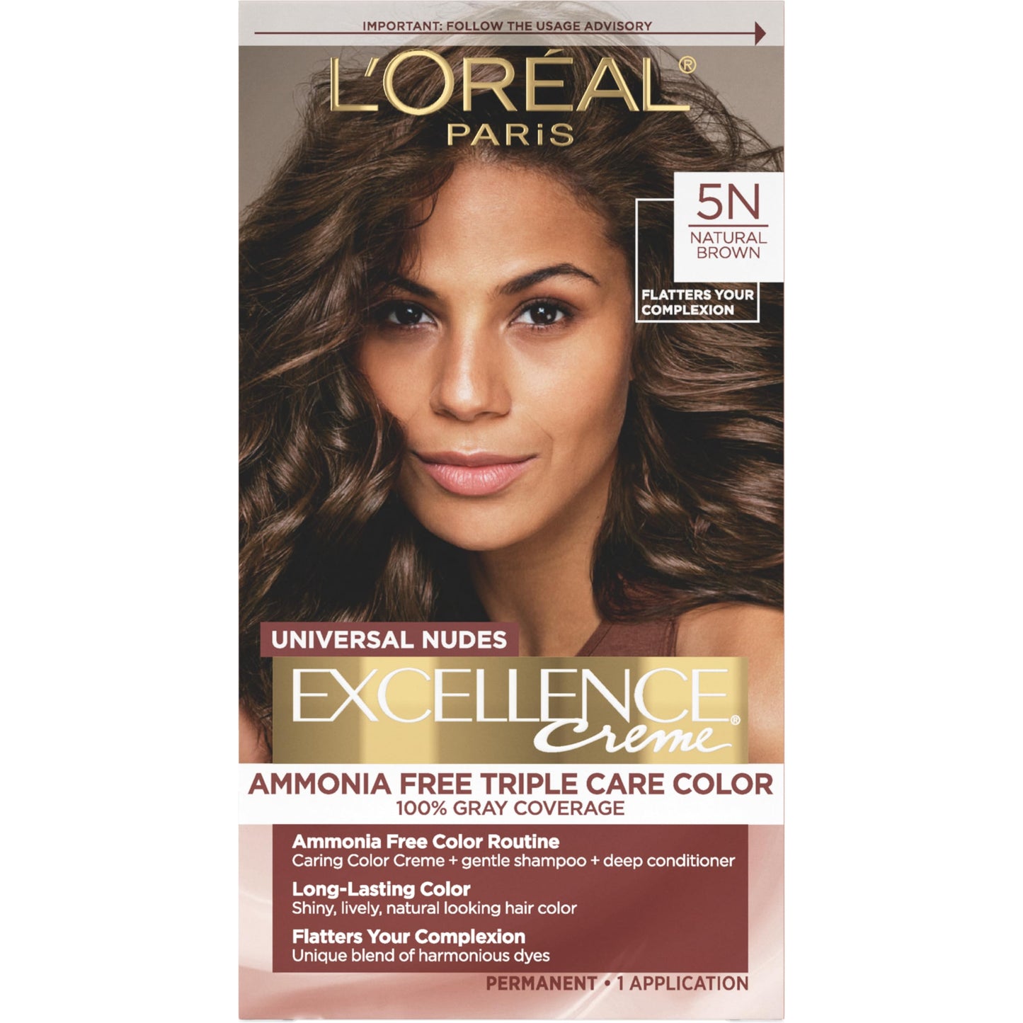 Dark Slate Gray L’Oreal Paris Excellence Universal Nudes Permanent Hair Color, Ammonia Free Hair Dye for Gray Hair Coverage, 5N Natural Brown, 1 Hair Dye Kit
