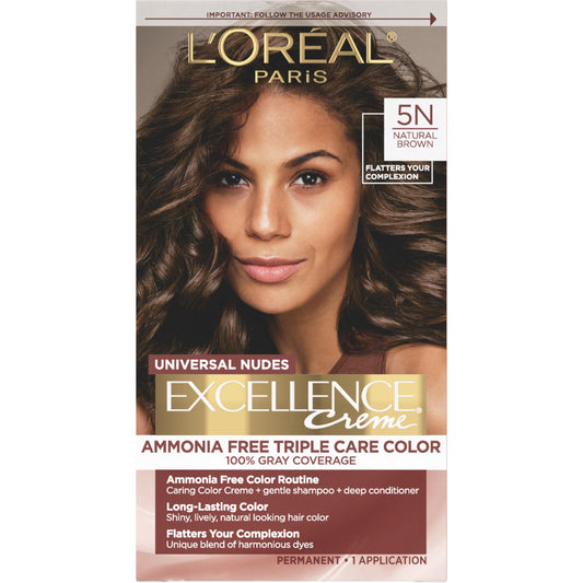 Dark Slate Gray L’Oreal Paris Excellence Universal Nudes Permanent Hair Color, Ammonia Free Hair Dye for Gray Hair Coverage, 5N Natural Brown, 1 Hair Dye Kit
