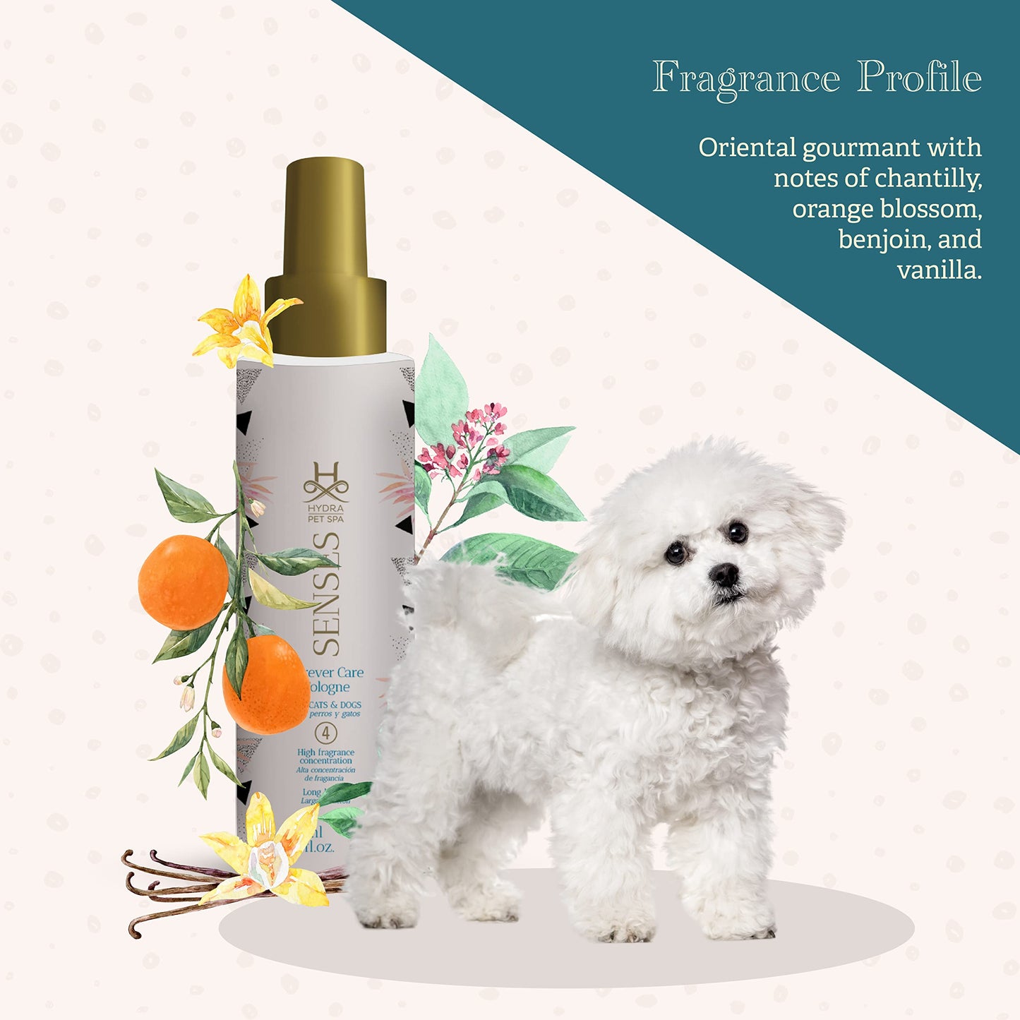 White Smoke Hydra Senses Forever Care Cologne, Finishing Cologne for Dogs and Cats, Pet Grooming Spray, 4.05 Ounces