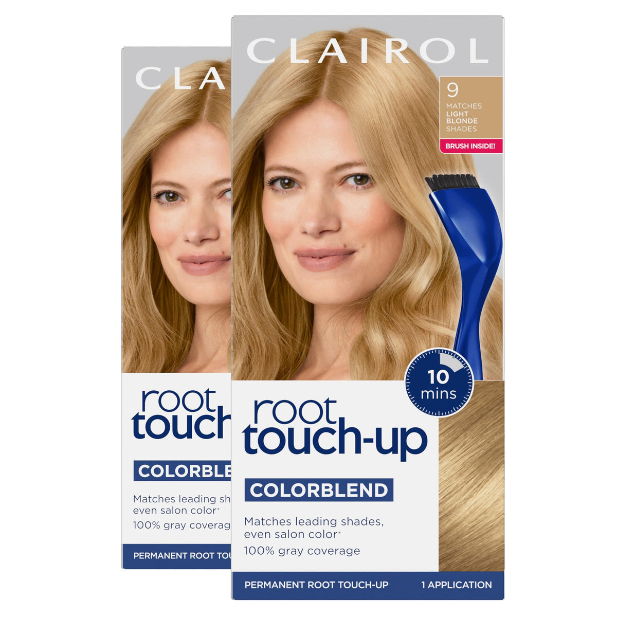 White Smoke Clairol Root Touch Up Permanent Hair Dye, 9 Light Blonde, Pack of 2