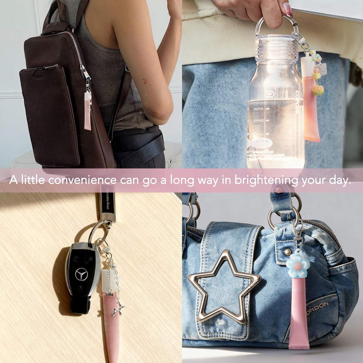 Bisque Lip Balm Holder Cap Keychains for Lipstick, Lip Gloss - Compatible with Summer Fridays & LANEIGE（No Lip Balm）