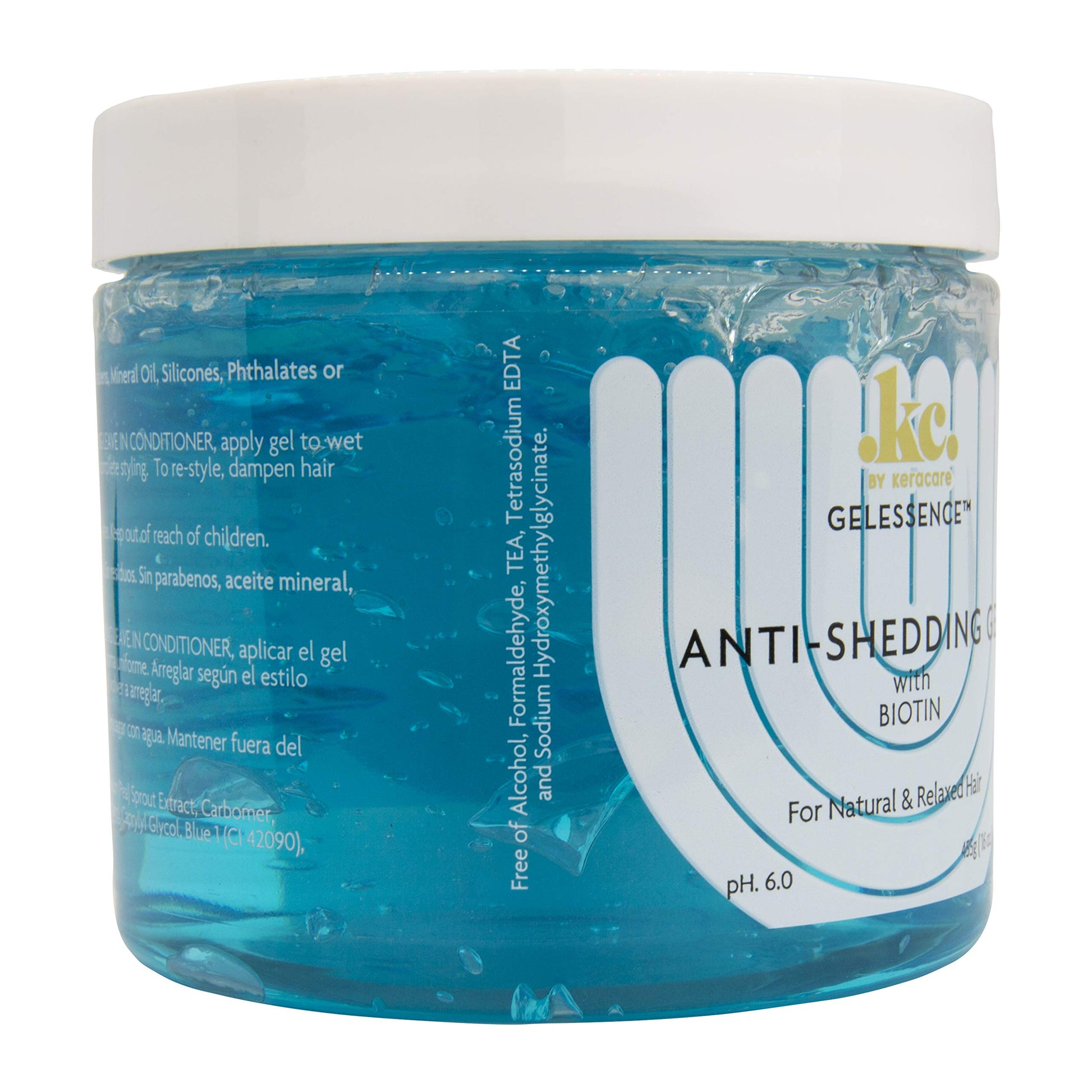 Dark Cyan KeraCare GelEssence Anti-Shedding Gel - 16 ounce - with Biotin - Reduces Shedding and Breakage - Vegan - Flake Free - Adds Shine - Crunch Free - Nonstick Formula