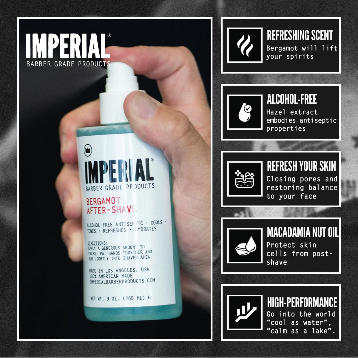 Black Imperial Barber Grade Products | Bergamot After-Shave, 9 oz