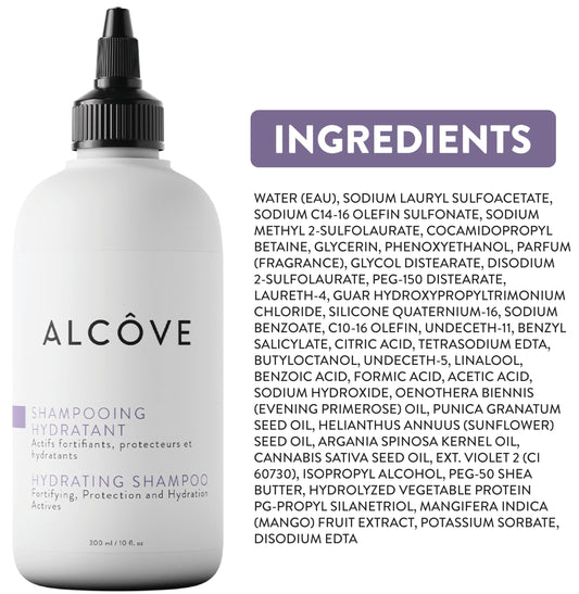 White Smoke Alcôve - Hydrating Shampoo - Evening Primrose Oil, Mango Extract, and Argan Oil - Sulfate Free Shampoo - All Hair Types - For Dry Scalp - Color-Safe - Lightweight Formula - 10.1oz