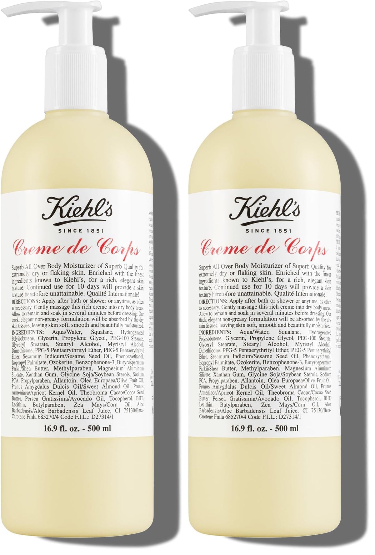 White Smoke Kiehl's - Creme de Corps Body Lotion, Fast Hydration - 16.9 fl oz