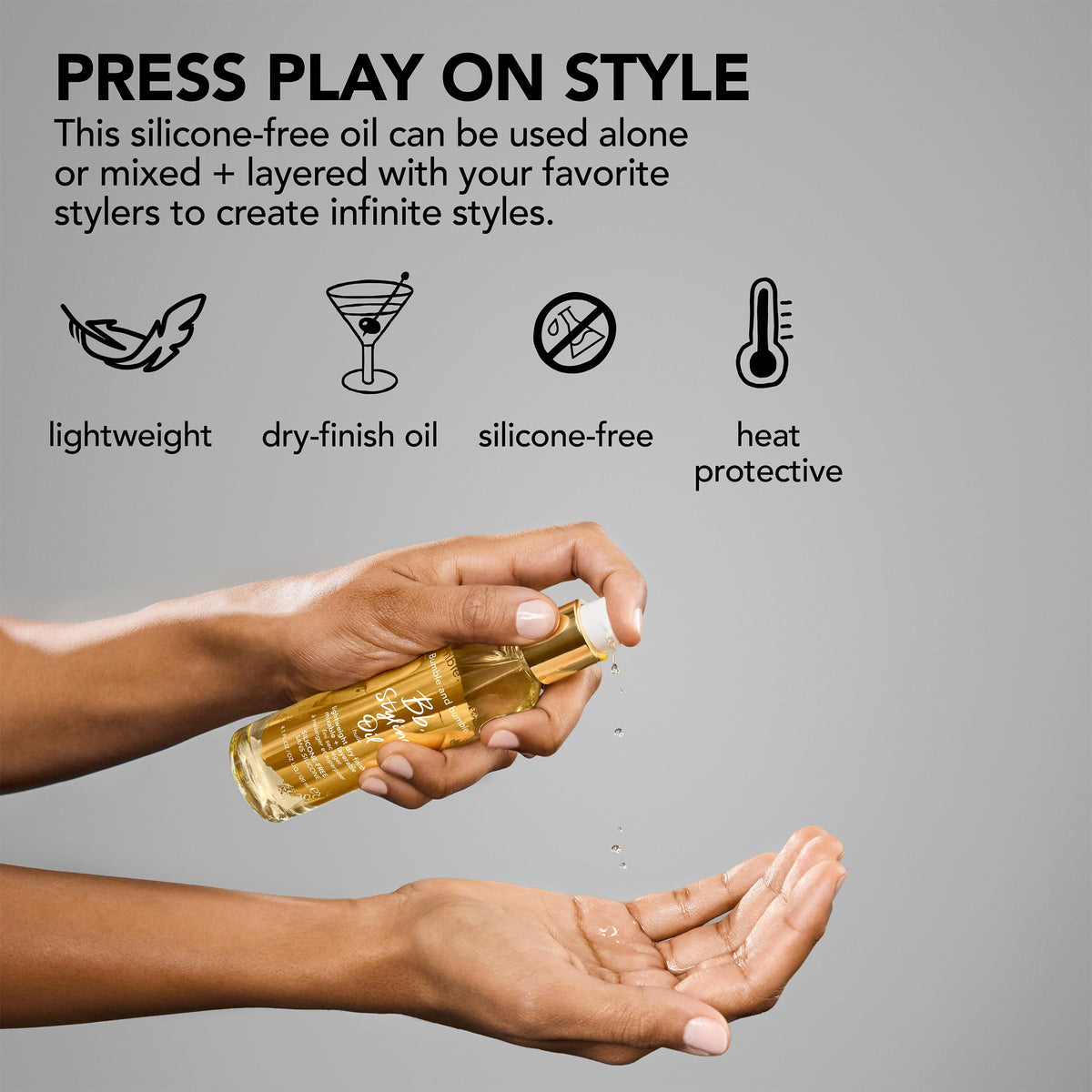 Gray Bumble and bumble. Styling Oil | Lightweight, Dry Finish, Silicone-Free | Heat Protectant | Split End Prevention + Anti-Frizz | For All Hair Types