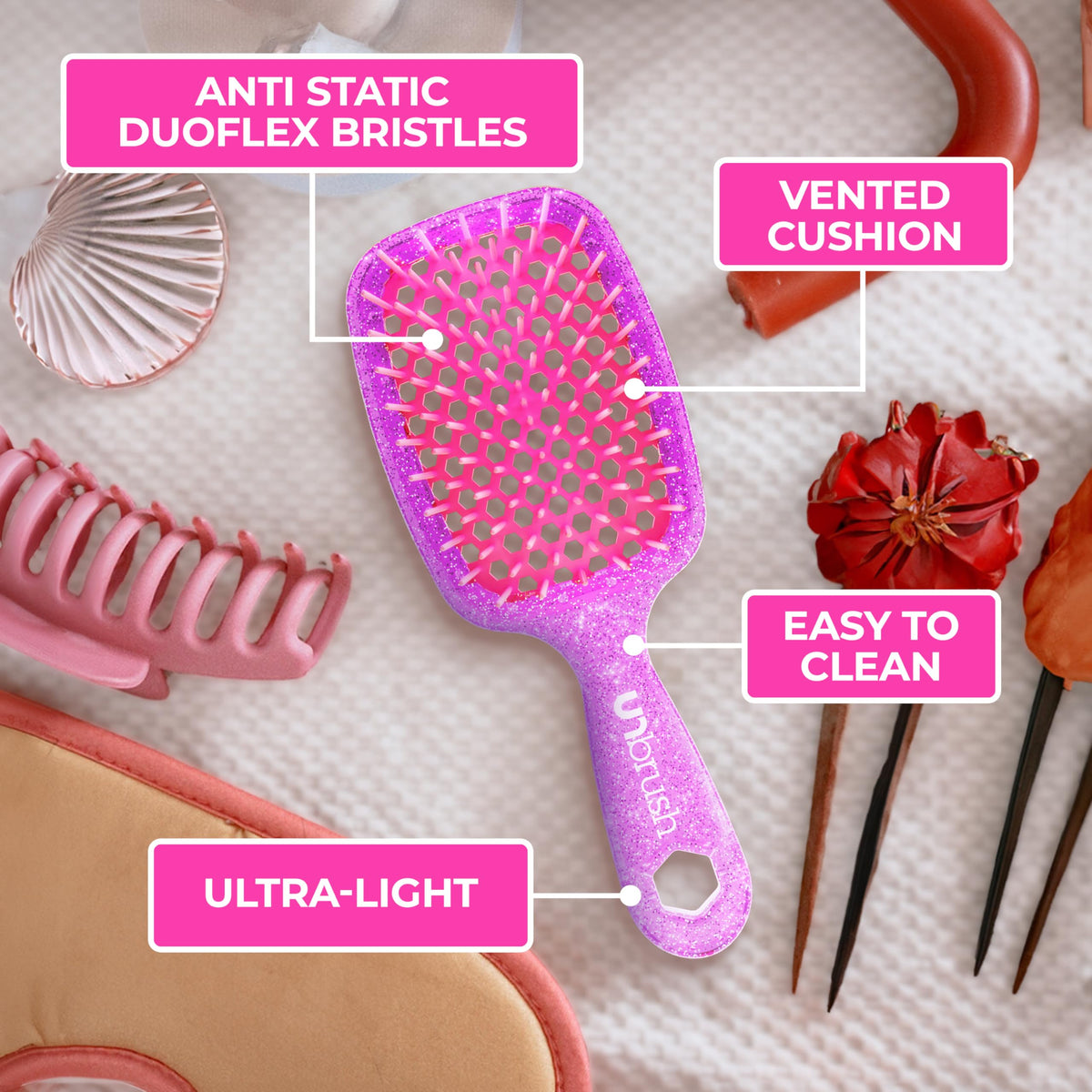 Gray FHI Heat UNbrush Detangling Brush + UNwinder Detangling Spray Combo Pack
