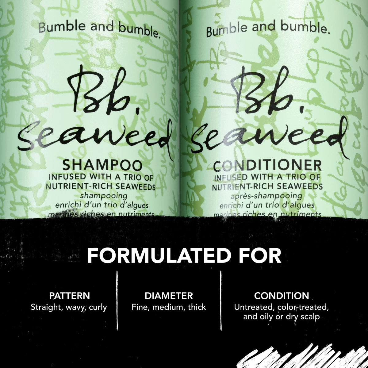 Black Bumble and bumble. Seaweed Hydrating Conditioner | Daily Lightweight Moisture | Smooths and Reduces Frizz | For Fine to Medium Curly, Wavy, Straight Hair | Liter Size, Pump Sold Separately, 33.8 Fl Oz