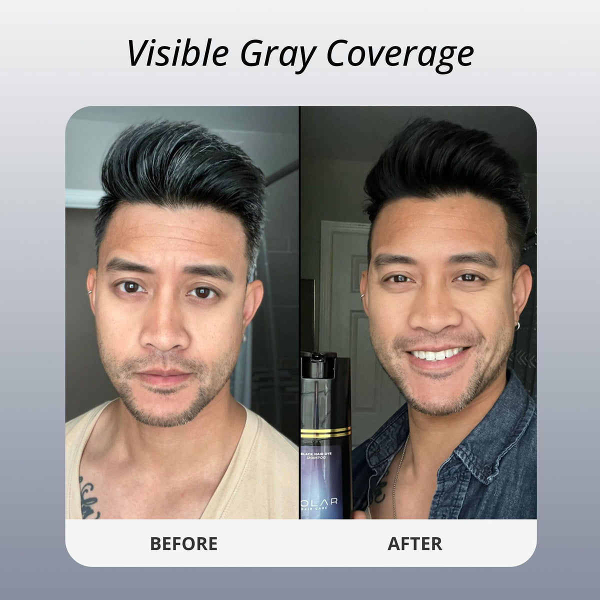 Lavender Polar Hair Dye Shampoo for Gray Hair, Jet Black Color for Women & Men