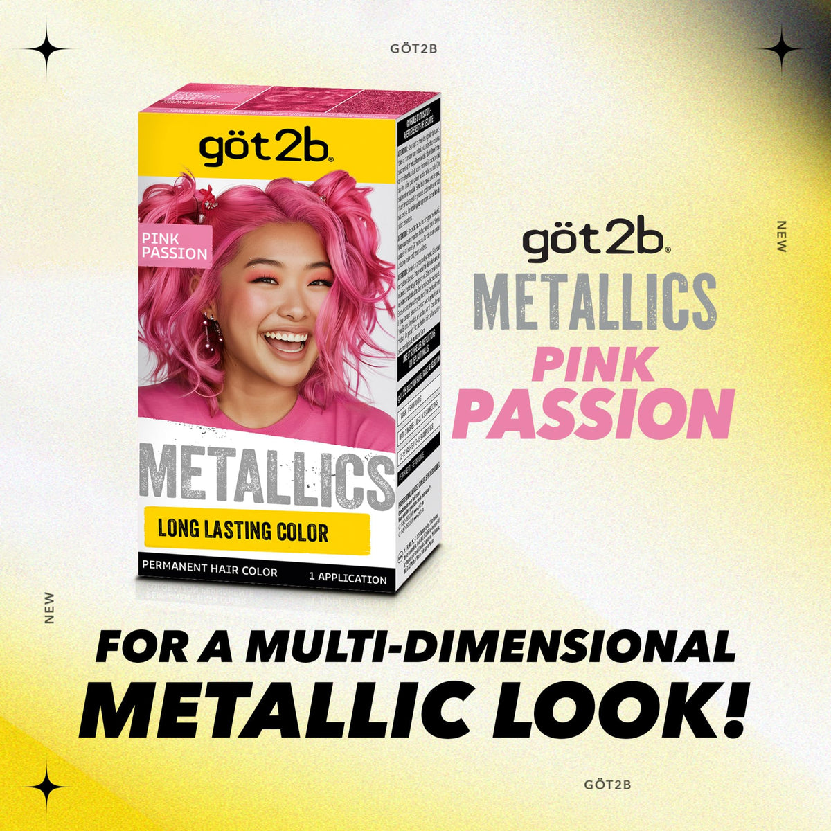Seashell got2b Metallics Permanent Hair Color, M87 Pink Passion, 4.46 Fl Oz