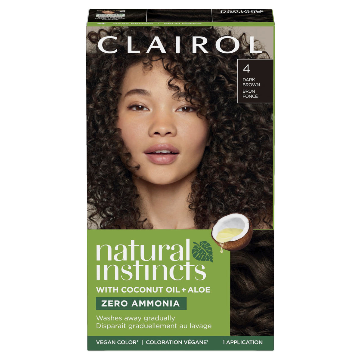 Black Clairol Natural Instincts Demi-Permanent Hair Dye, 4 Dark Brown | 1 Pack