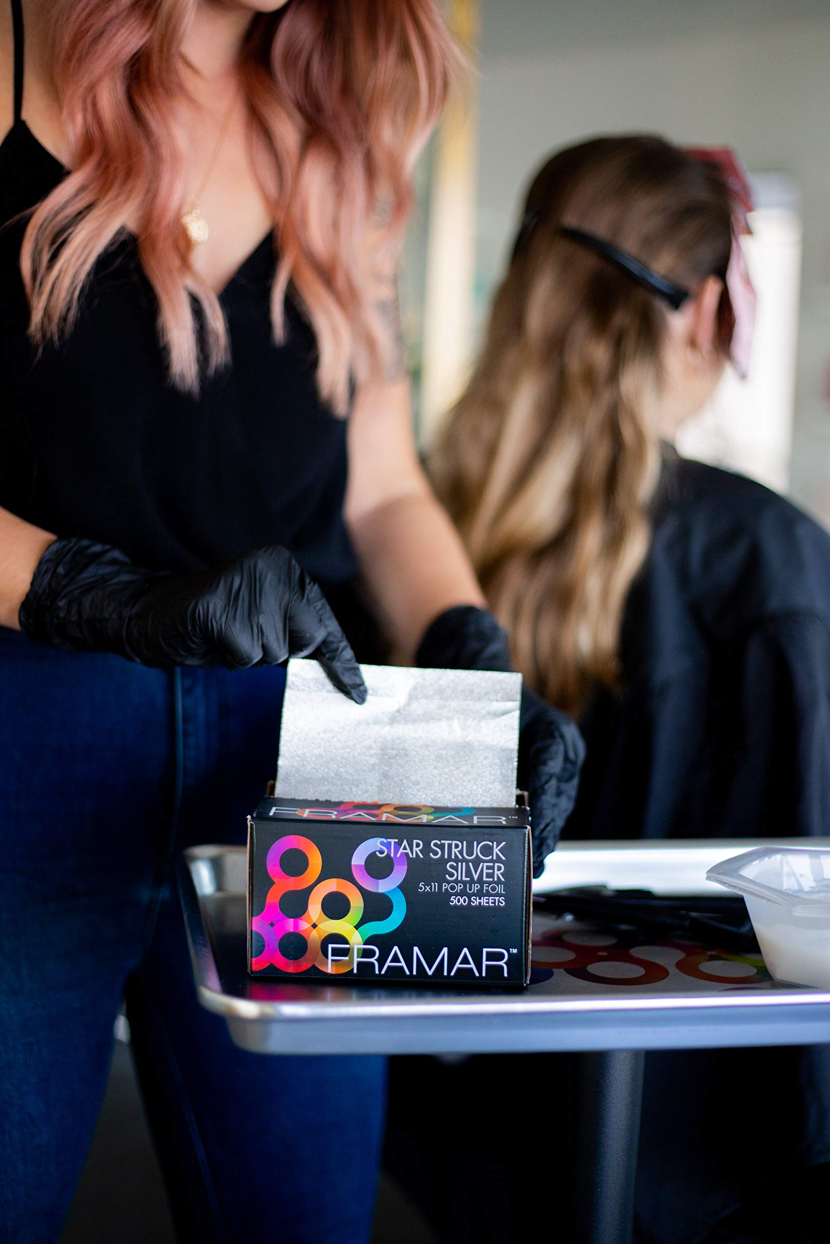 Black Framar Silver Hair Foils For Highlighting - Pop Up Hair Foil For Hair Highlighting, Highlight Foils For Hair, Aluminum Foil Sheets, Salon Foils For Hair Stylist, Non Slip 500 Pop Up Foil Sheets