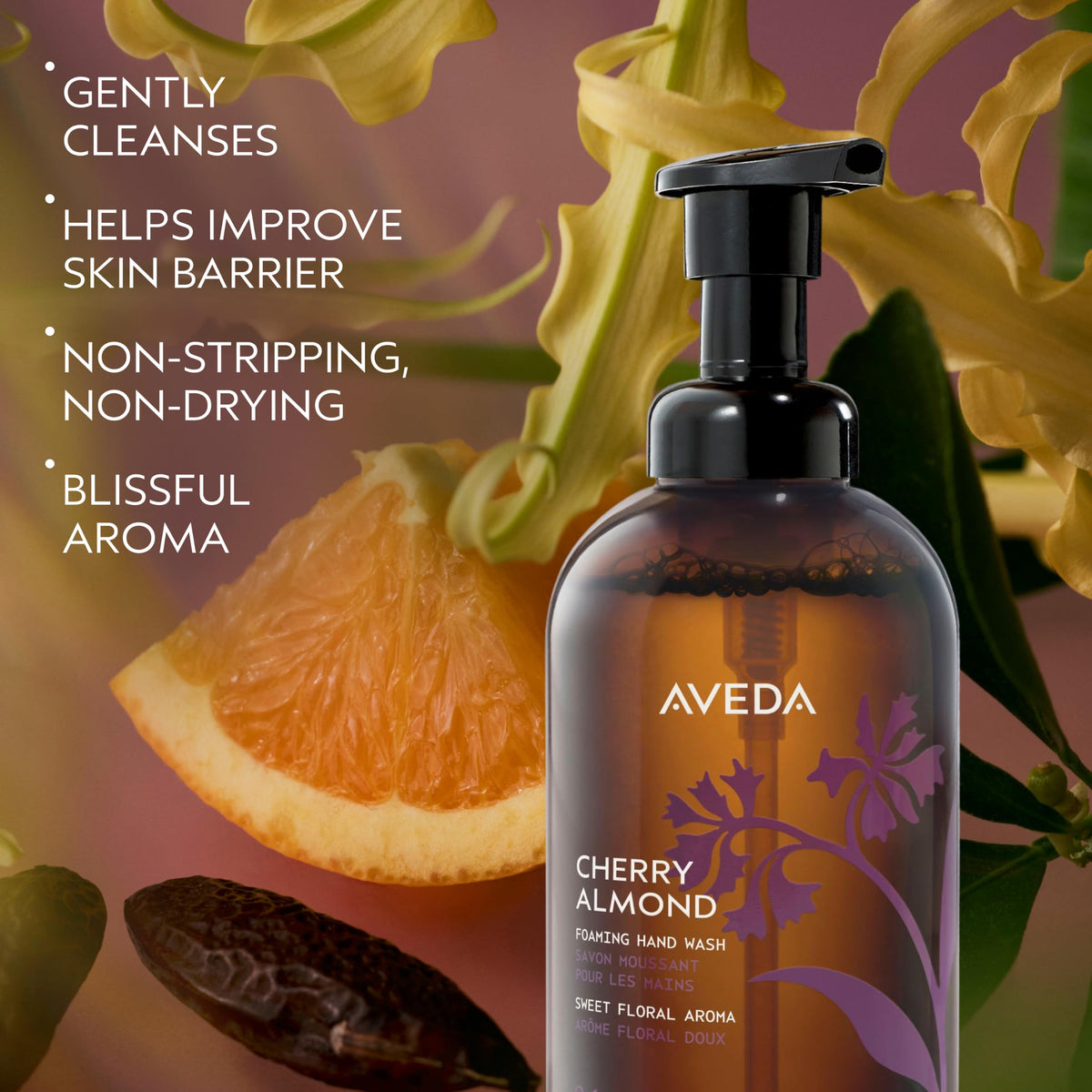 Dark Olive Green AVEDA Cherry Almond Foaming Hand Wash | Gentle Refillable Foaming Hand Cleanser With Signature Blissful Aroma | With Plant Derived Glycerin | 97% Naturally Derived*, 8.1 Fl Oz