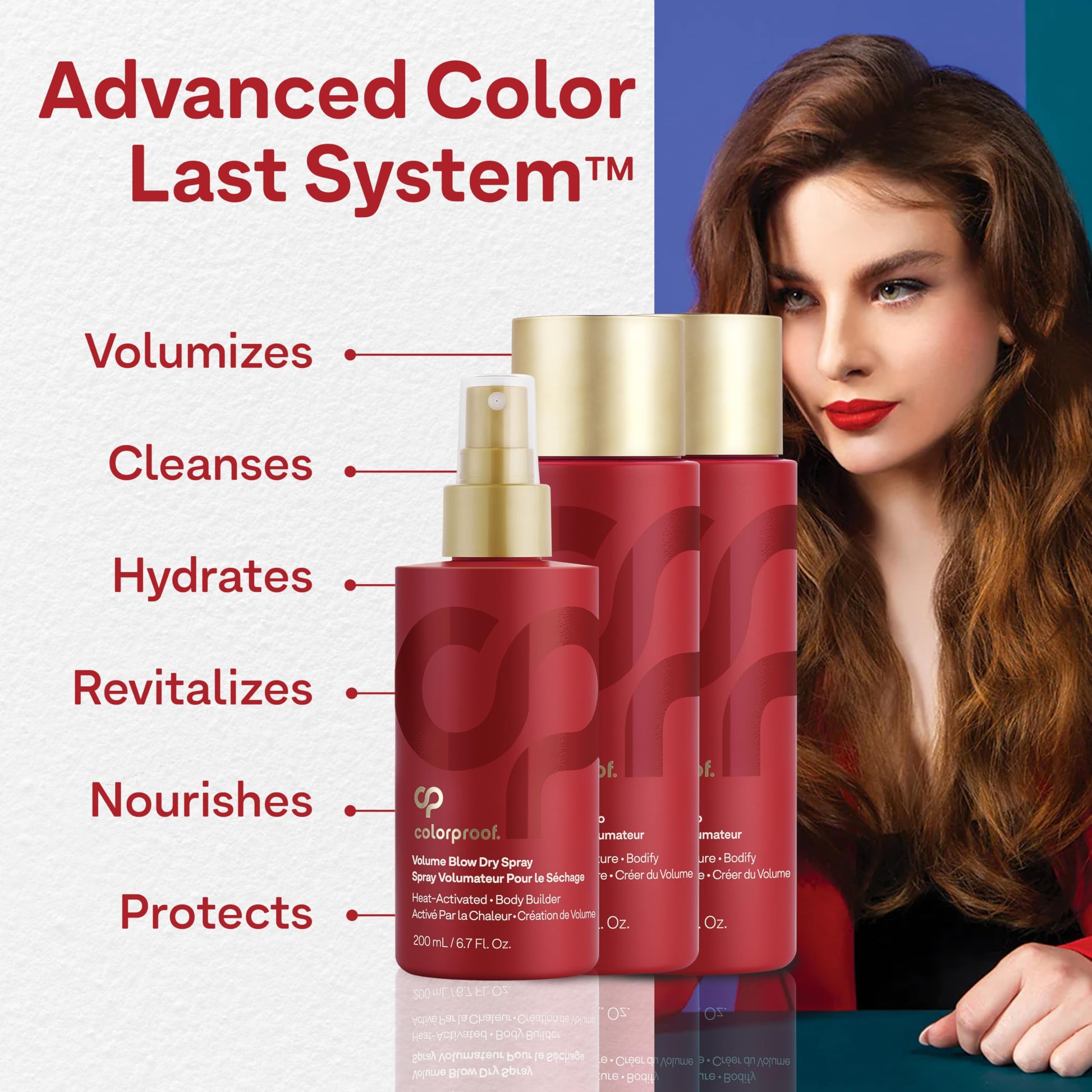 Misty Rose Colorproof Volume Holiday Gift Set — Volume Shampoo (8.5 Fl. Oz.), Volume Conditioner (8.5 Fl. Oz.), and Volume Blow Dry Spray Primer (6 Fl. Oz.) — White Nectarine Scent