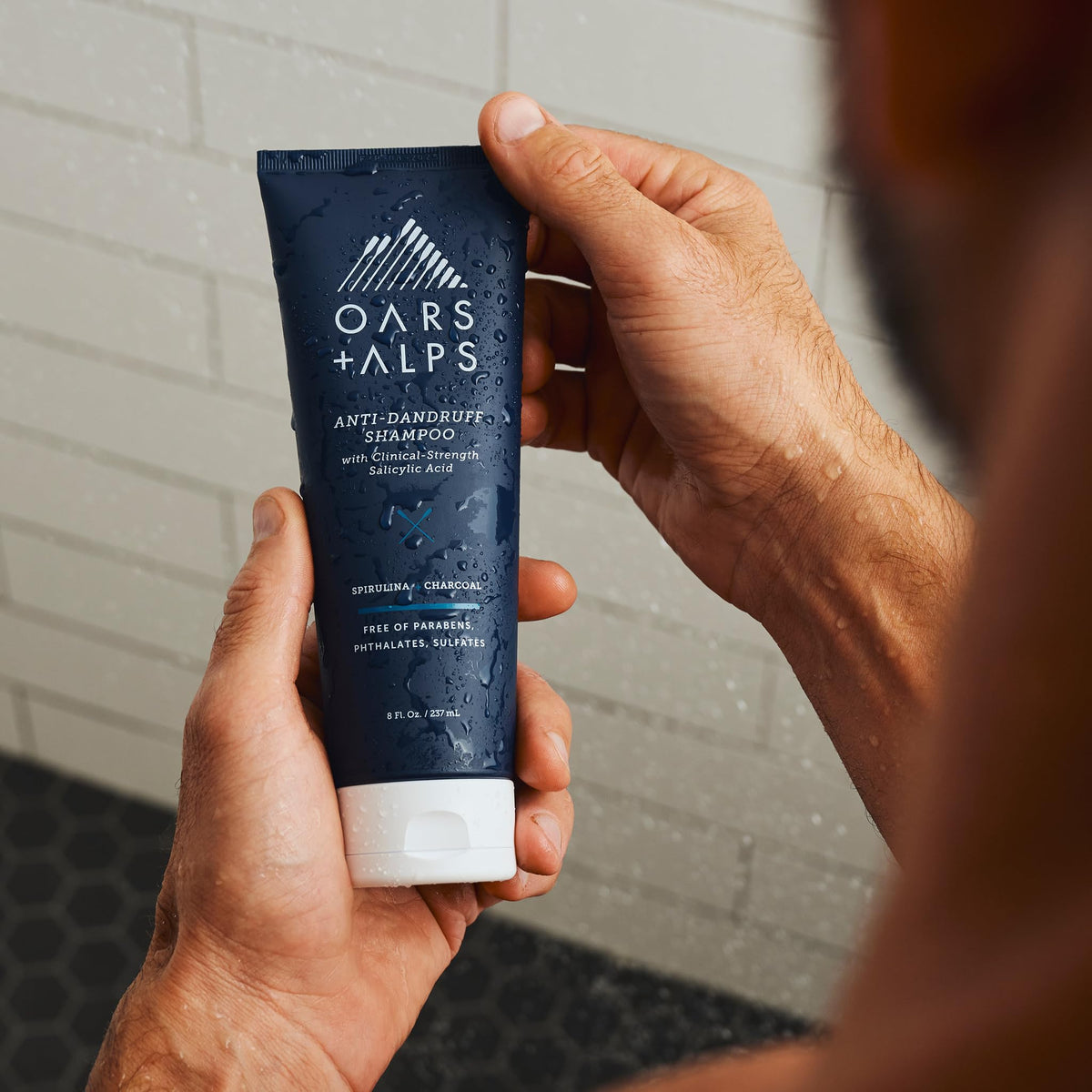 Dark Gray Oars + Alps Anti-Dandruff Shampoo with 2% Salicylic Acid, Made with Spirulina, Charcoal, + Green Algae Extract, 8 Fl Oz
