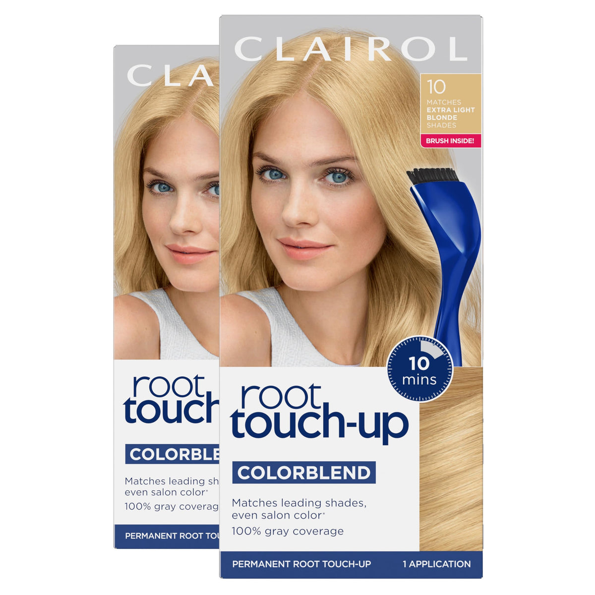 White Smoke Clairol Root Touch Up Permanent Hair Dye, 10 Extra Light Blonde, Pack of 2