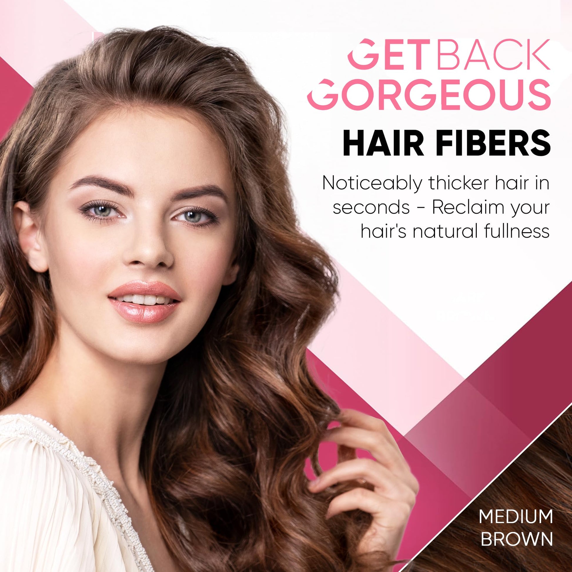 White Smoke GBG Hair Fibers for Thinning Hair & Bald Spots (Medium Brown) - 25g Bottle - Conceals Hair Loss - Instant Cover Up & Volume in 30 Seconds, Hair Powder for Women & Men - Cruelty Free